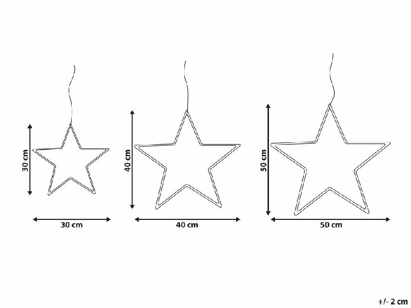 Set 3 LED ukrasne zvijezde Kunza (srebrne)