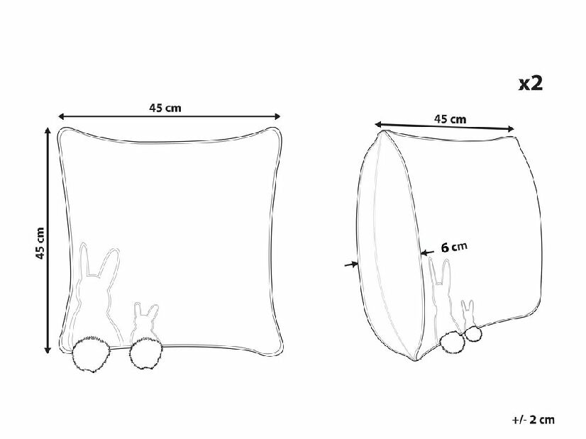 Set 2 buc perne decorative 45 x 45 cm Pilos (alb)