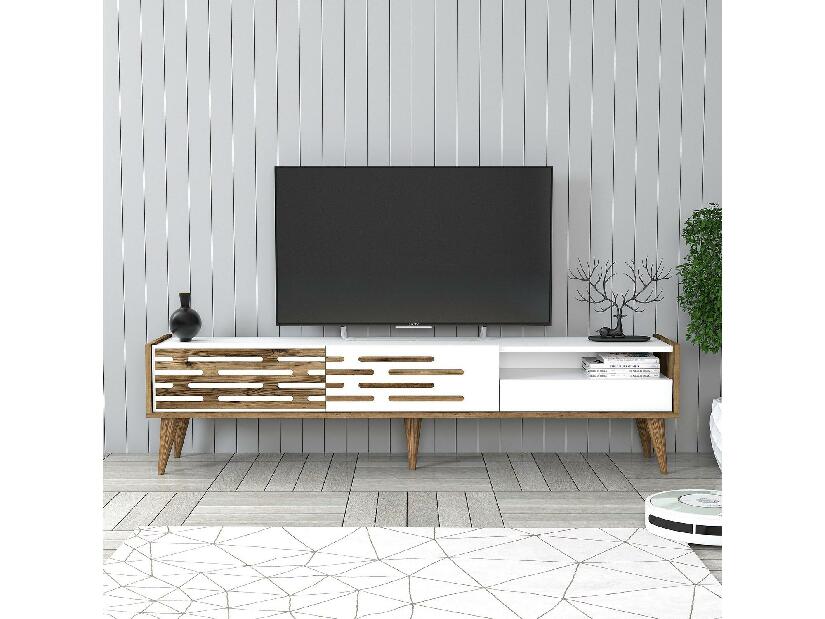 TV asztal/szekrény Tonase (dió + fehér) 