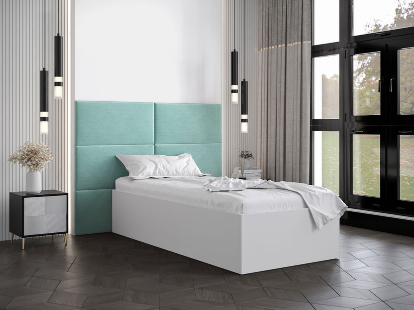 Jednostruki krevet s tapeciranim uzglavljem 90 cm Brittany 2 (bijela mat + metvica) (s podnicom)