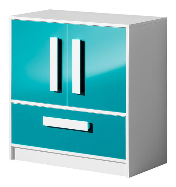 Comodă Gullia 8 (Turcoaz + Alb)
