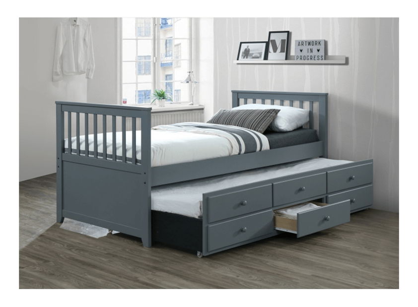 Jednostruki krevet 90 cm Ahlan (siva) (S podnicom) 