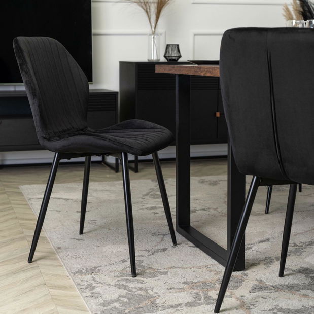 Blagovaonski set Visite (hrast rustikal + crna) (za 4 osobe)