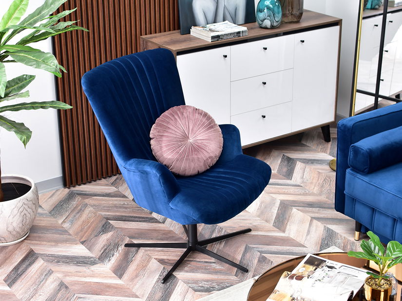 Relaxačné kreslo Elesenta (tmavomodrá + čierna)