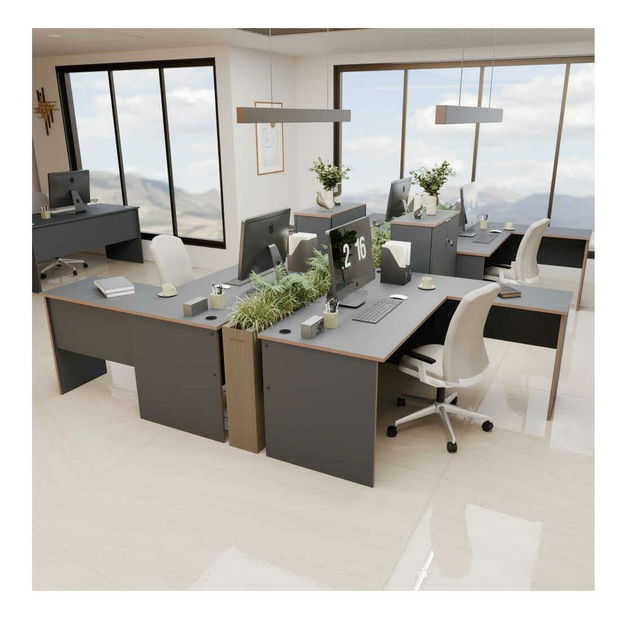 Kutni PC stolić Raven (antracit + hrast)