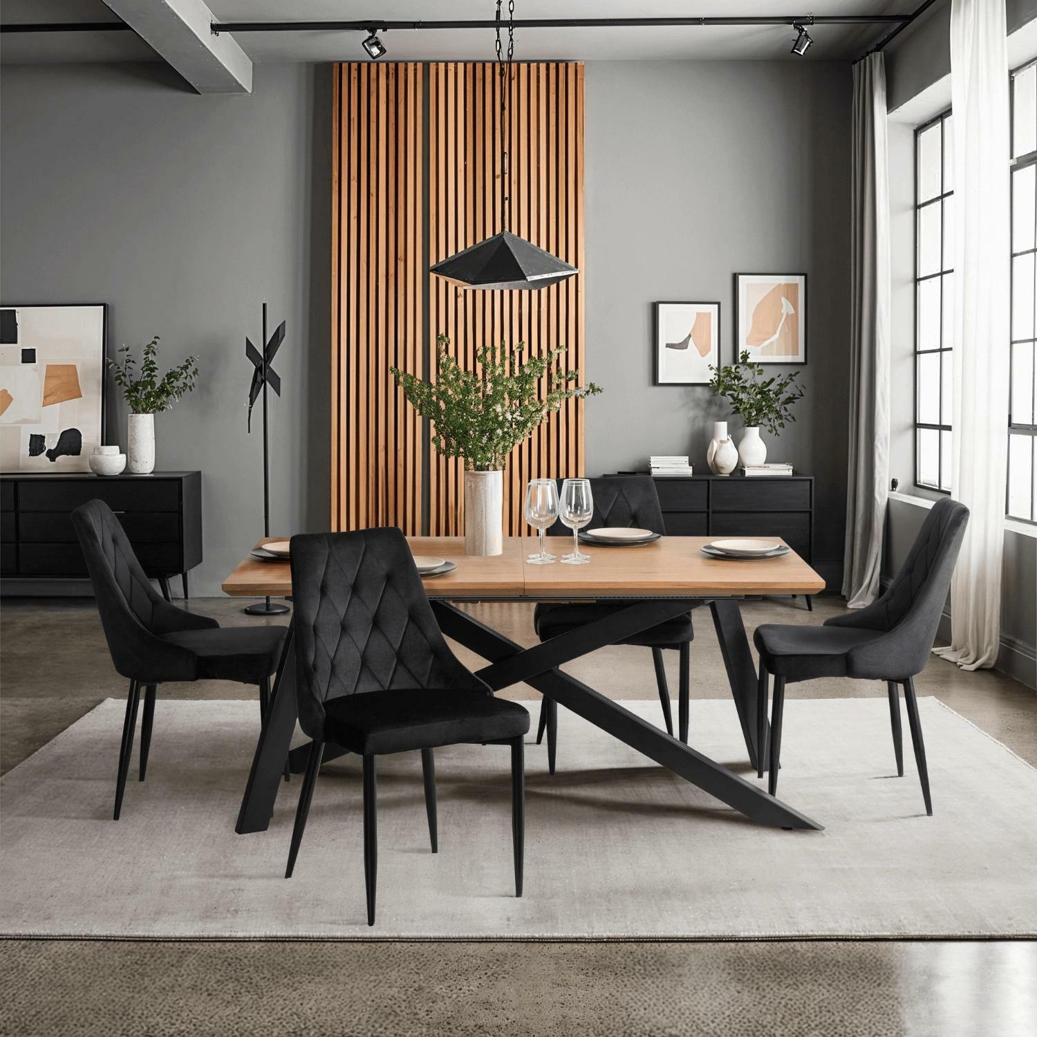 Széthúzható étkezőasztal Hinchandose (arany tölgy + fekete) (6-10 fő részére)