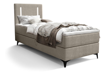 Jednostruki krevet 80 cm Ortega Comfort (sivo-smeđa) (s podnicom i madracem, bez prostora za odlaganje) (s LED rasvjetom)