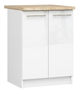 Alsó konyhaszekrény Ozara S60 2D (fehér + fényes fehér)