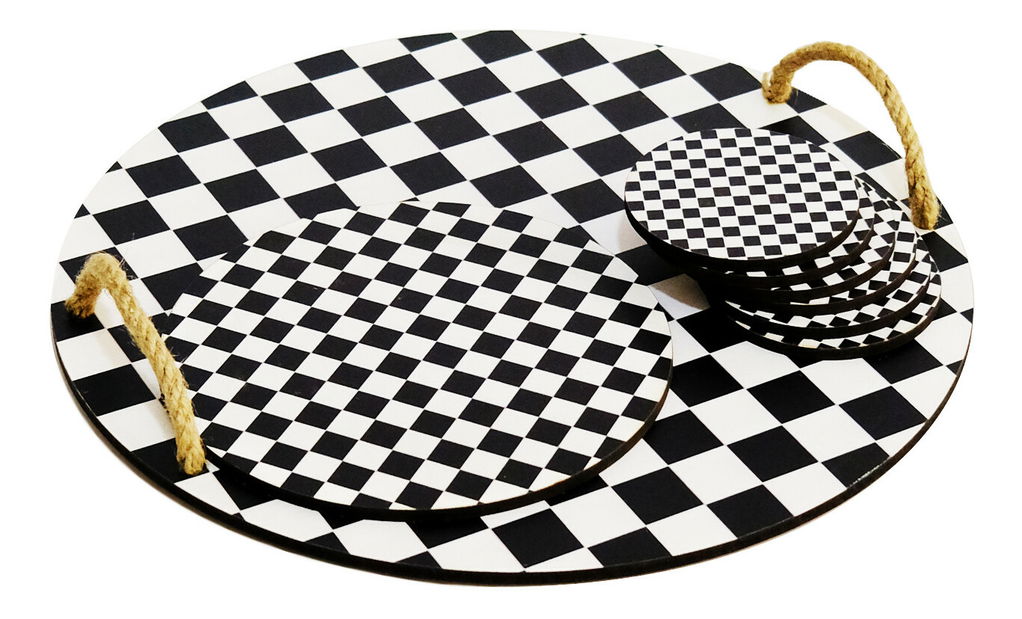 Set suporturi pentru farfurii și pahare (8 buc.) Pluto Cubes (Negru + Alb)