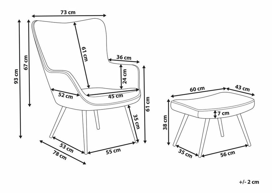 Fotoliu cu taburet Vince (multicolor) 