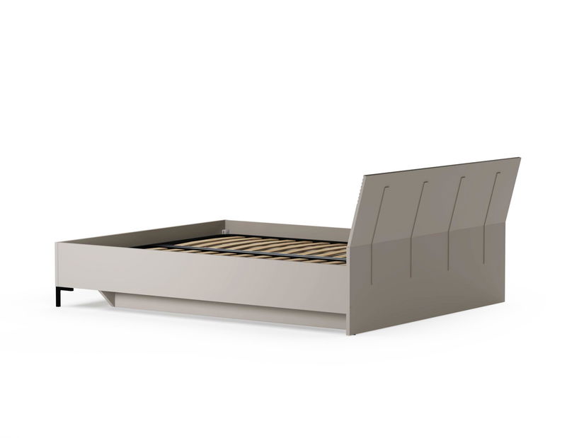 Bračni krevet 160 cm Demandaron (taupe + hrast silverjack) (s podnicom) (s prostorom za odlaganje)