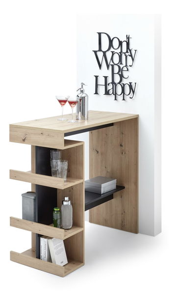 Barový stolík Strega (dub artisan + čierna)