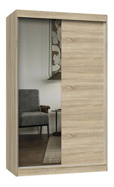Tolólajtós ruhásszekrény Igatossa 120 D (szonoma tölgy) (tükörrel)