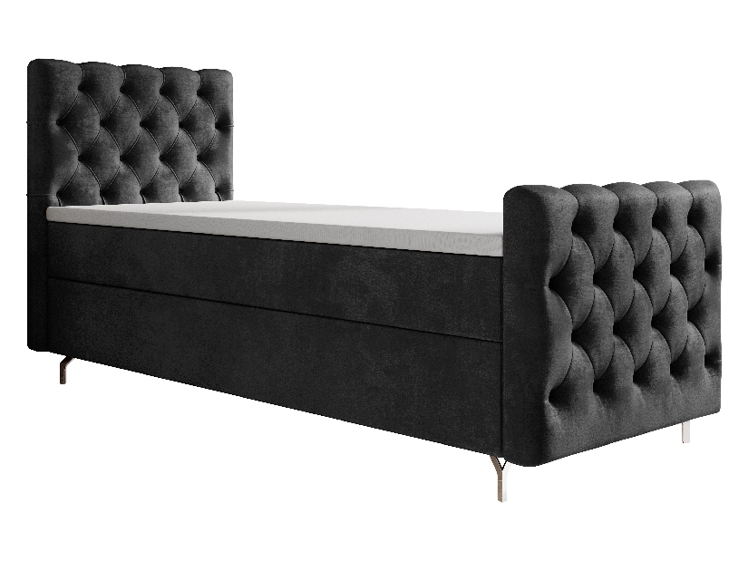 Egyszemélyes ágy 90 cm Clinton Bonell (fekete) (ágyráccsal és tárolóhely nélkül)