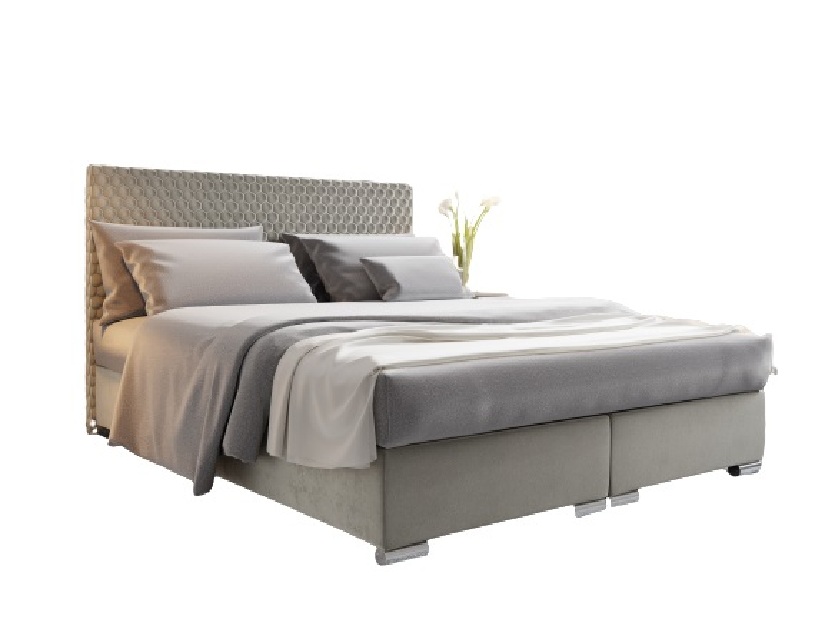 Manželská posteľ Boxspring 140 cm Harlan Comfort (svetlosivá) (s roštom, matracom a úl. priestorom)