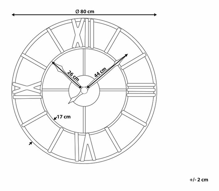 Nástenné hodiny ø 80 cm Varun (čierna) 