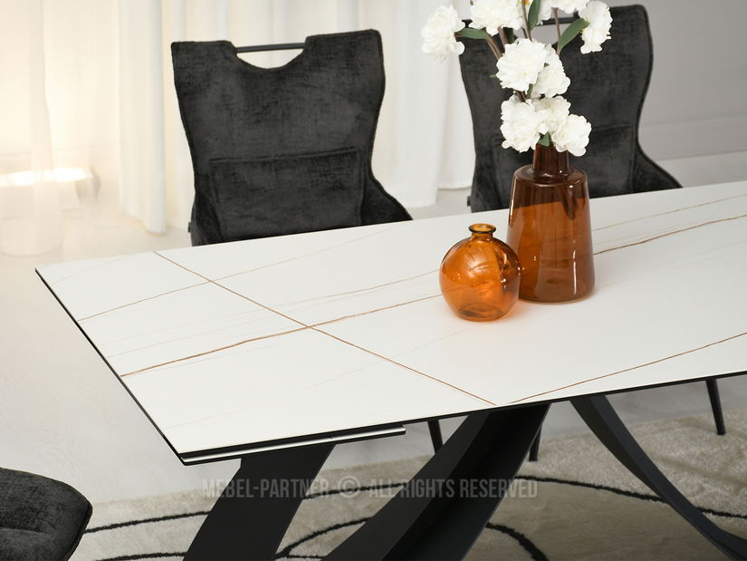 Étkezőasztal Prego (fehér márvány + fekete)