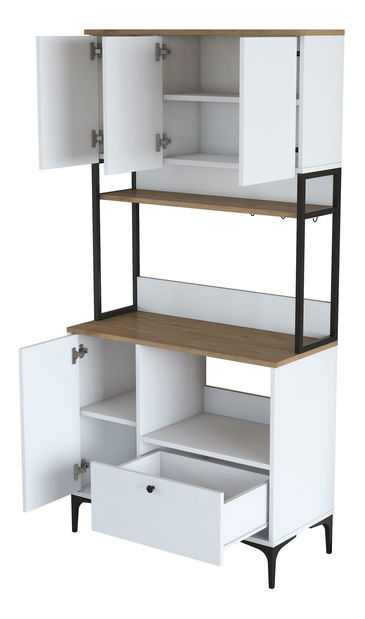 Policová skriňa Jenaretta 159 (biela + orech)