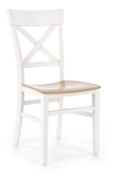 Blagovaonska stolica Tutta (bijela + prirodno drvo)