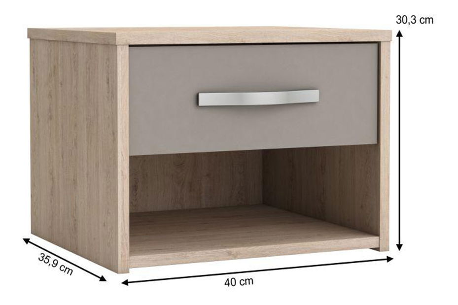 Noćni stolić Bihop (hrast arizona + siva) 