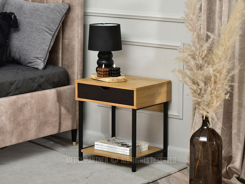 Noptieră Emmo (stejar + negru)