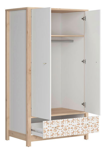 Dulap de haine Timon SZF2D1S (Fag iconic + Alb + Cai + Alb)