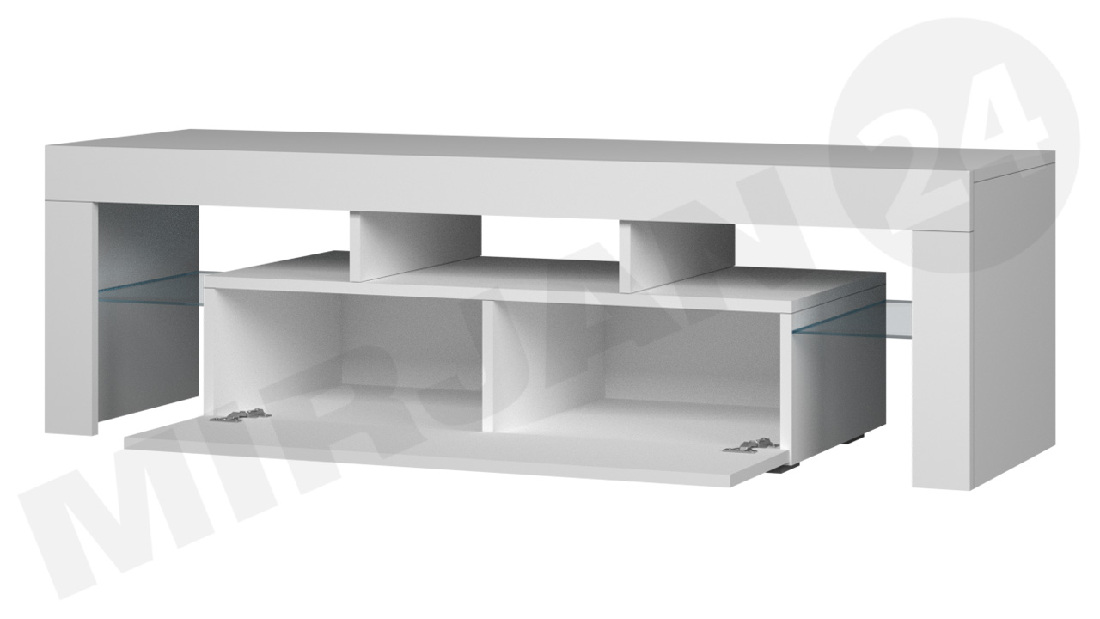 TV stolík/skrinka Gordo 158 (biela + biely lesk) (LED modré) *výpredaj