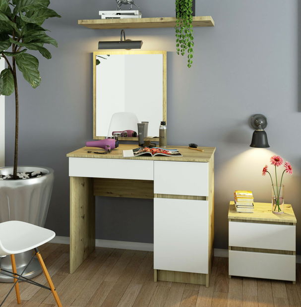 Fésülködőasztal Pritha (artisan tölgy + fehér)