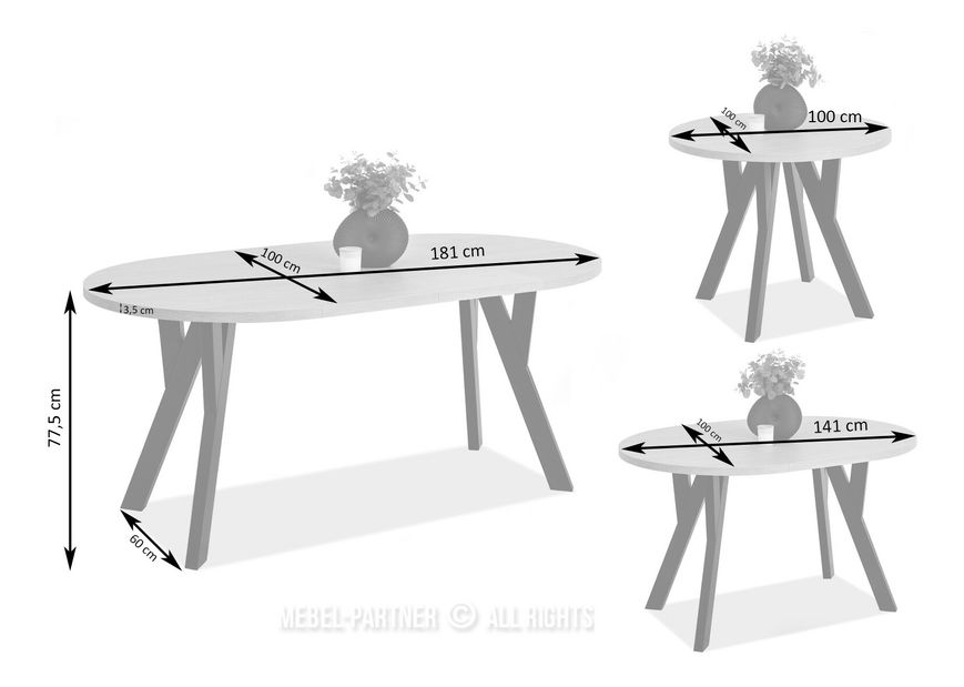 Masă sufragerie Bulgaria (stejar + negru)