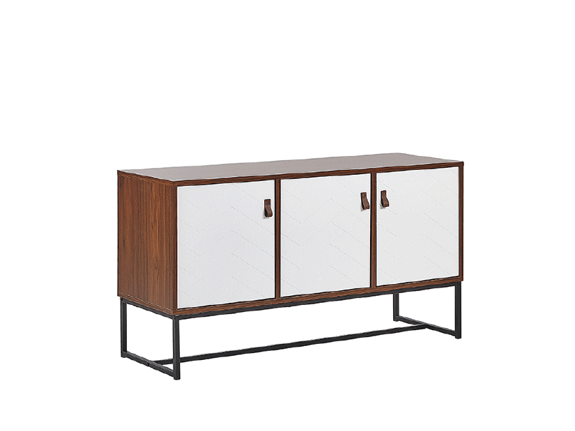 Skrinka NAVVEA (trojdverová) (tmavé drevo + biela)