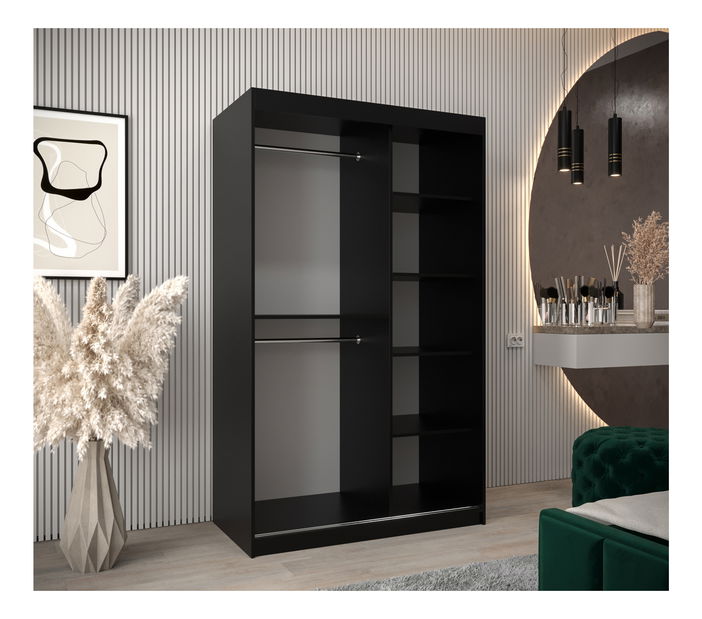 Dulap de haine 120 cm Eclipse (Negru mat + Negru mat)