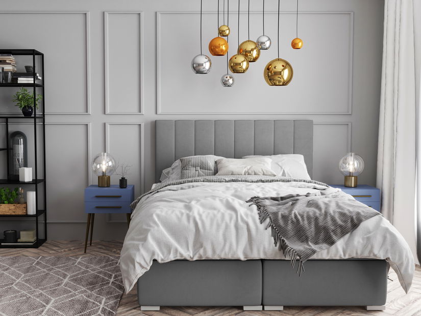 Manželská posteľ Boxspring 160 cm Pugno (tmavosivá) (s úložným priestorom)