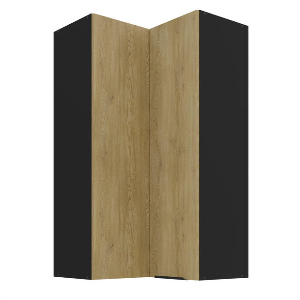 Rohová horná kuchynská skrinka Carminia 60x60 GN-108 2F (90) (dub cremona + čierna)