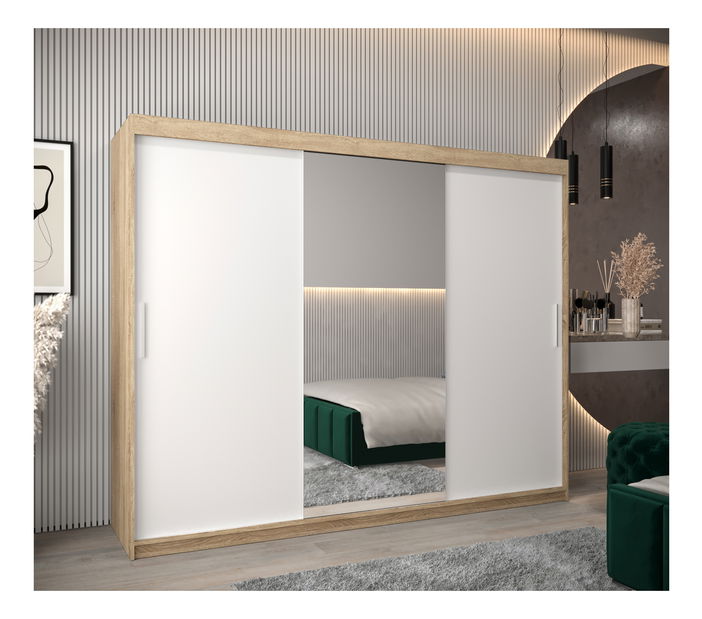 Dulap de haine 250 cm Toki 1 (stejar sonoma + alb mat)