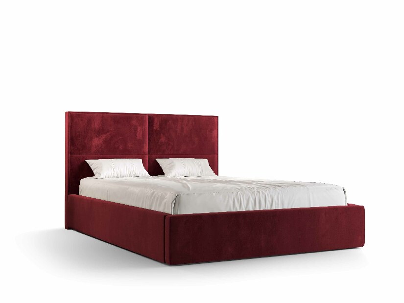 Manželská posteľ 140 cm Alfonso (bordová) (s roštom a úložným priestorom) *výpredaj