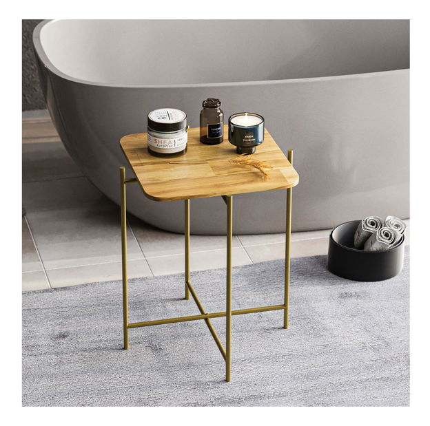 Măsuță de cafea Museli 3 (natural + auriu) 