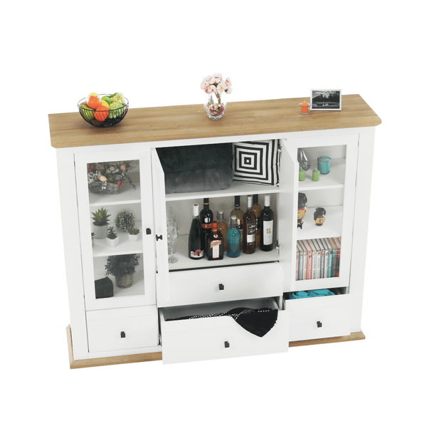 Vitrină Leoras MZ6 (alb + stejar grand)