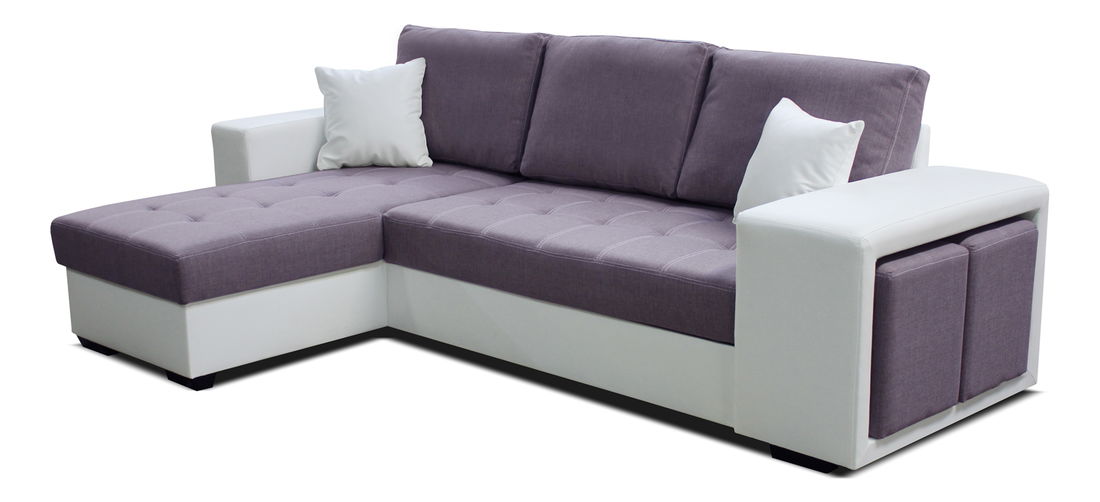 Rohová sedačka Thema Lux L+2F (fialová + biela) (L)