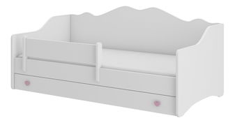 Detská posteľ 160x80 cm Ester I (s roštom a matracom) (biela + ružová)