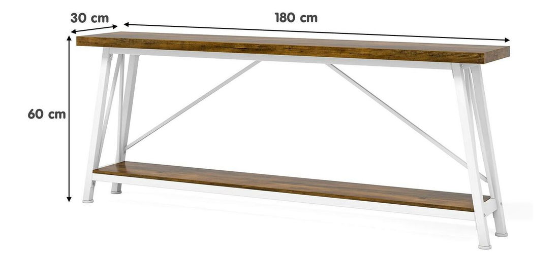 Konzolasztal Hubbler (barna + fehér)