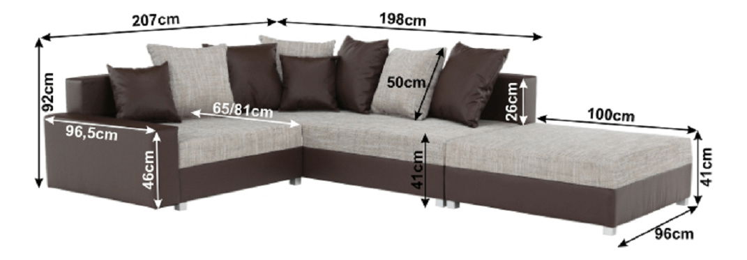 Sarokkanapé Pitton New barna (J) (puffal)