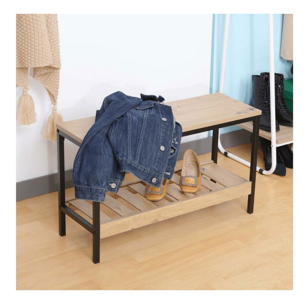 Ormarić za obuću Relieve (hrast + crna) 