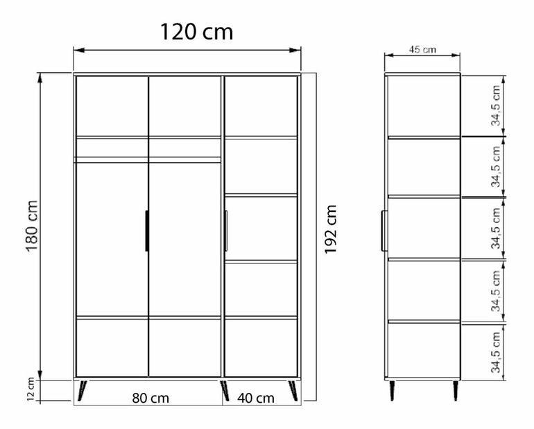Šatníková skriňa Adian (dub)