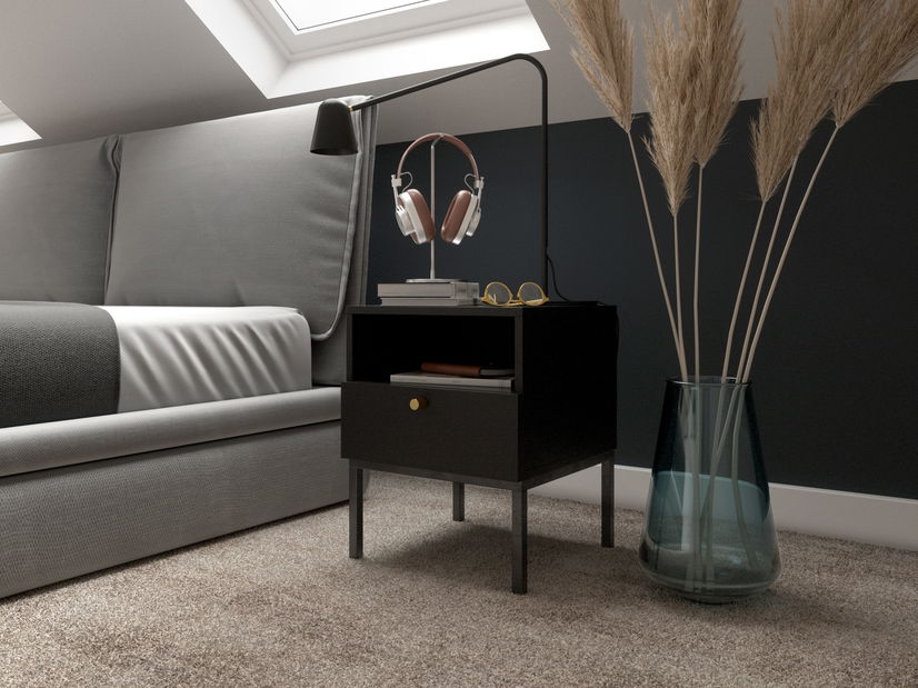 Nočný stolík Loyd (čierna matná)