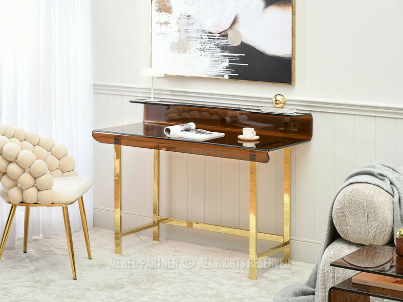 PC stolík Lazuli (sklo + zlatá)