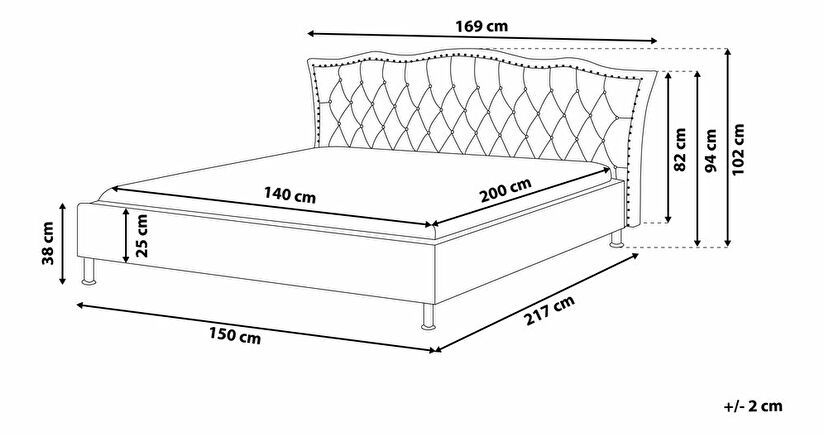 Manželská posteľ 140 cm MATH (s roštom) (čierna)