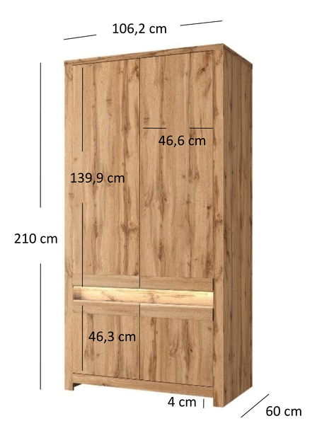 Ormar za garderobu Chase (hrast wotan)