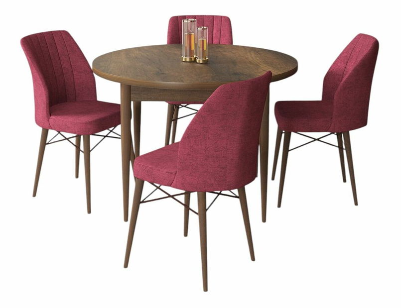 Jedálenský set Roxie (orech barokový + vínová) (pre 4 osoby)