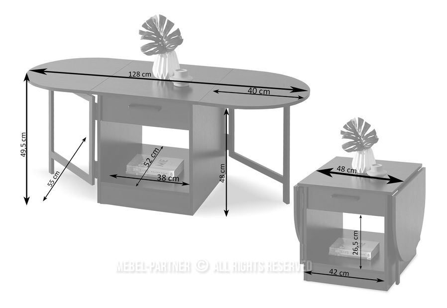 Stolić za kavu Espana (crni hrast + crna)