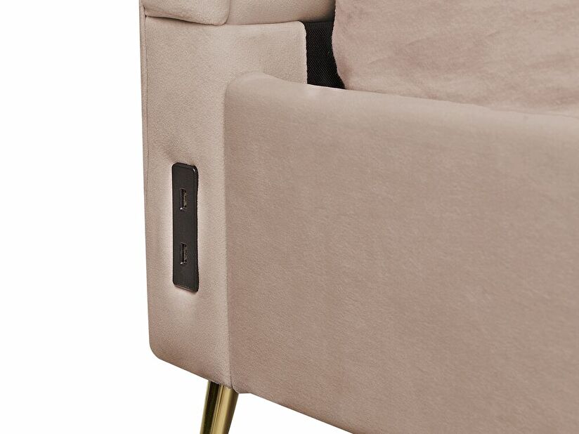 Bračni krevet 180 cm Mirabell (sivo-bež) (s podnicom) (s USB portom)